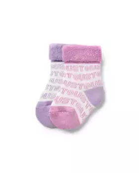 В упаковке 2 пары детских носков с логотипом Tous, цвет Lila