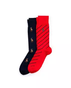 В упаковке 2 пары коротких мужских носков с принтом Polo Ralph Lauren, мультиколор