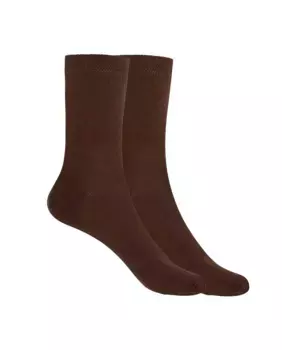 В упаковке 2 пары однотонных женских носков из хлопка Punto Blanco, коричневый