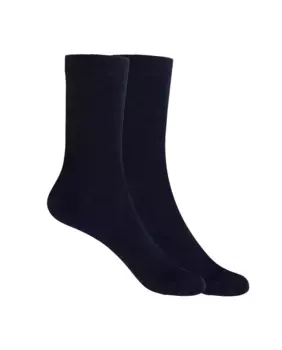 В упаковке 2 пары однотонных женских носков из хлопка Punto Blanco, темно-синий