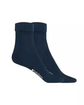 В упаковке 2 пары женских носков из мерсеризованного хлопка с гладкими закатанными манжетами Punto Blanco, темно-синий
