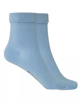 В упаковке 2 пары женских носков из мерсеризованного хлопка с гладкими закатанными манжетами Punto Blanco, синий