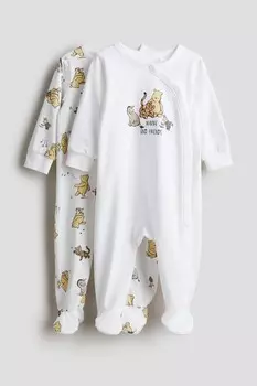В упаковке 2 пижамы с ножками. H&M, белый