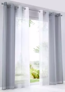 В упаковке 2 шторы с вертикальным градиентным принтом, прозрачные »Modena« с люверсами и подхватами, занавеска, декоративная штора ВхШ 145х140 см, оранжевые тона, 10000183 Astek, серый