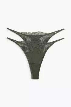 В упаковке 2 стринги из микрофибры H&M, зеленый