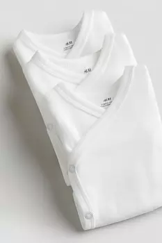 В упаковке 3 боди с запахом H&M, белый