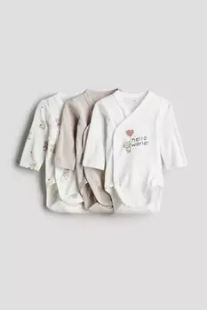 В упаковке 3 боди с запахом H&M, бежевый
