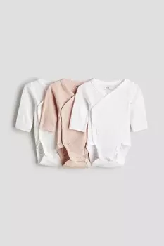 В упаковке 3 боди с запахом H&M, розовый
