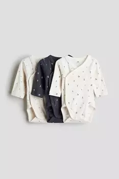 В упаковке 3 боди с запахом. H&M, серый