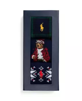 В упаковке 3 пары коротких мужских носков с принтом Polo Ralph Lauren, мультиколор