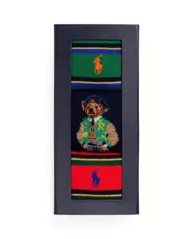 В упаковке 3 пары коротких мужских носков с принтом Polo Ralph Lauren, мультиколор