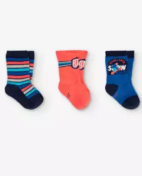 В упаковке 3 пары коротких носков для мальчика с принтом Boboli, мультиколор