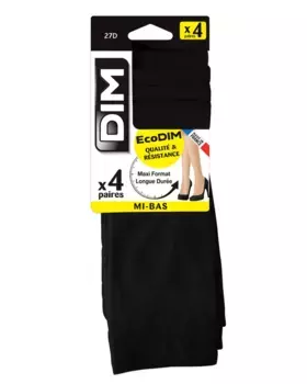 В упаковке 4 мини-прозрачных полиамидных чулка Dim, черный