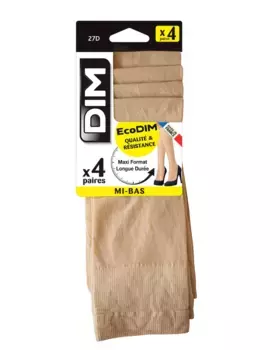 В упаковке 4 мини-прозрачных полиамидных чулка Dim, цвет Maquillaje