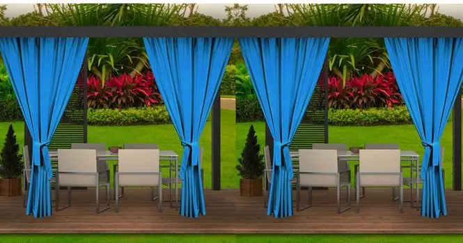 В упаковке 4 уличные шторы, синие, непрозрачные уличные шторы шириной 155 см и высотой 240 см. Занавес всепогодный | Уличные шторы для патио, сада, веранды, беседки Setgarden, синий