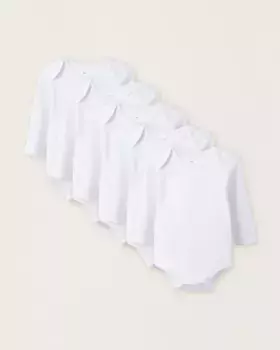 В упаковке 5 боди для маленьких мальчиков из 100 % хлопка с длинными рукавами Zippy, белый