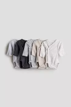 В упаковке 5 боди с запахом H&M, серый