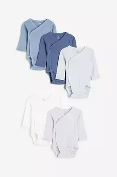 В упаковке 5 боди с запахом H&M, синий