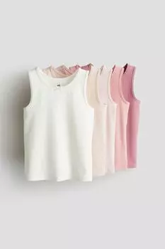 В упаковке 5 майок с фестончатыми краями H&M, белый