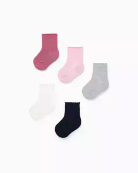 В упаковке 5 однотонных коротких носков для девочки Zippy, мультиколор