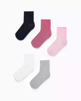 В упаковке 5 пар однотонных коротких носков для девочек Zippy, мультиколор