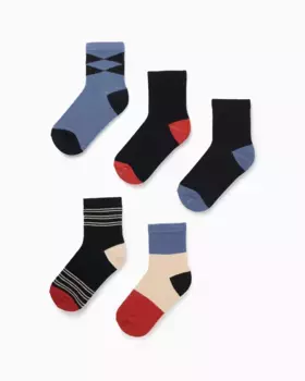 В упаковке 5 пар разноцветных детских носков Zippy, мультиколор