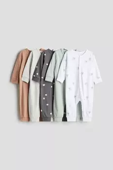 В упаковке 5 пижам с длинными рукавами. H&M, серый