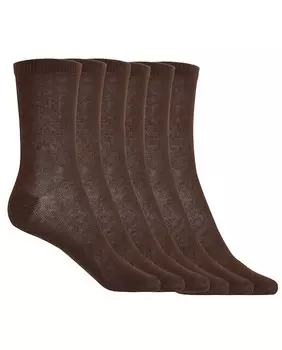 В упаковке 6 пар однотонных хлопковых носков Basix Punto Blanco, темно-коричневый