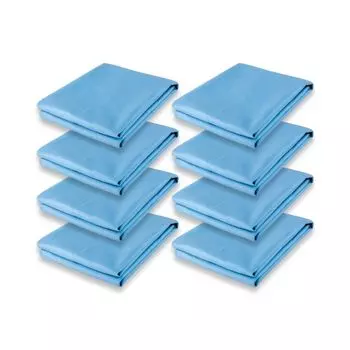 В упаковке восемь дорожных полотенец Largo 40х80 фиолетового цвета, 90% полиэстер, 10% нейлон, 200 г/м. CelinaTex