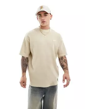 Вафельная футболка песочного цвета Pull&Bear