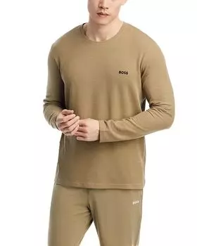 Вафельная футболка с длинными рукавами BOSS, цвет Green