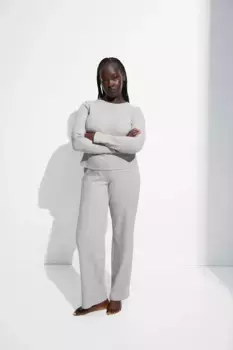 Вафельная пижама сверху и снизу H&M, серый