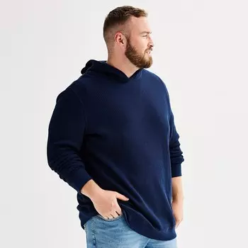 Вафельная толстовка Big & Tall Sonoma Goods For Life Essential, темно-синий