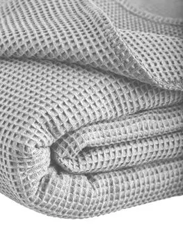 Вафельное одеяло летнее одеяло La Diva с декоративной каймой Kneer, серебро