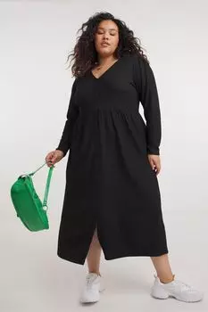 Вафельное платье миди Simply Be, черный