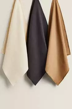 Вафельное трикотажное полотенце (3 шт.) Zara, серый/коричневый