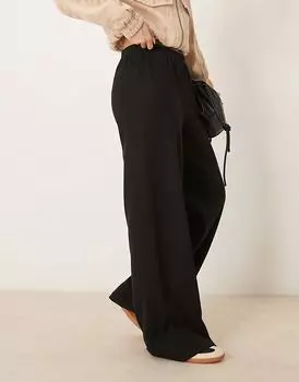 Вафельные брюки широкого кроя черного цвета ASOS DESIGN