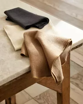 Вафельные чистящие кухонные полотенца (3 шт. в упаковке) Zara Home, цвет Grey/Tan