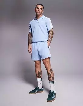 Вафельные шорты Adidas Originals синего цвета