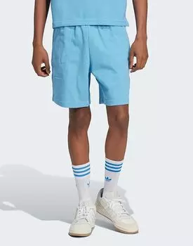 Вафельные шорты Essentials с трилистником светло-голубого цвета adidas Originals
