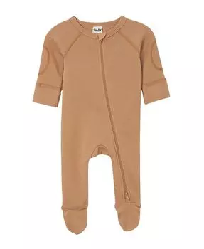 Вафельный комбинезон на молнии для маленьких мальчиков и девочек COTTON ON, коричневый