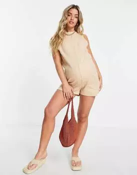 Вафельный минималистичный комбинезон без рукавов цвета пшеницы ASOS DESIGN для беременных