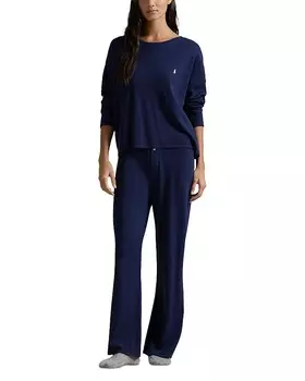 Вафельный пижамный комплект Polo Ralph Lauren, синий