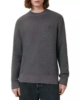 Вафельный свитер с круглым вырезом ALLSAINTS, серый