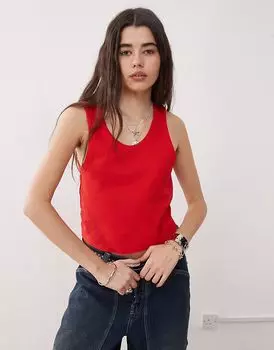 Вафельный топ COLLUSION в цвете «оранжевый»