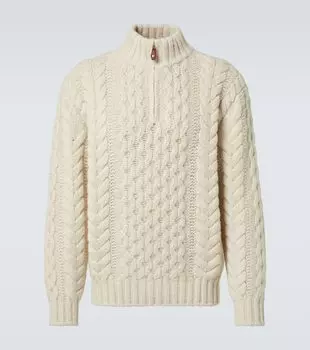 Валдуджа кашемировый полузастегивающийся свитер Loro Piana, Pale Latte