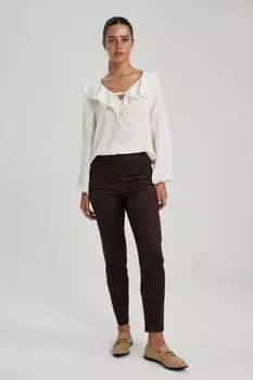 Valentina Sigaret Атласные брюки с нормальной талией DeFacto, коричневый