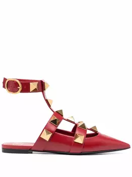 Valentino Garavani балетки Roman Stud, красный