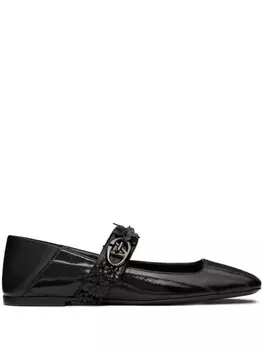 Valentino Garavani балетки с цветочной аппликацией, черный
