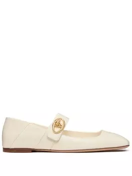 Valentino Garavani балетки с логотипом VLogo Locker, нейтральный цвет